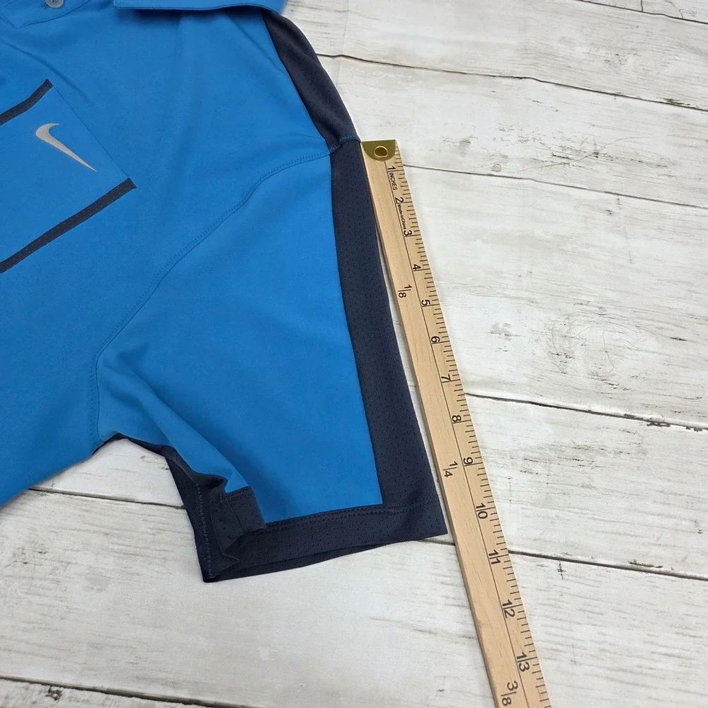 Nike Golf Polo Mens XL Blue Tour Performance Dri-FIT SS‎ Chest Pocket 639239 406